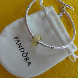 Pandora Disney Princess Belle Yellow Glow Murano
